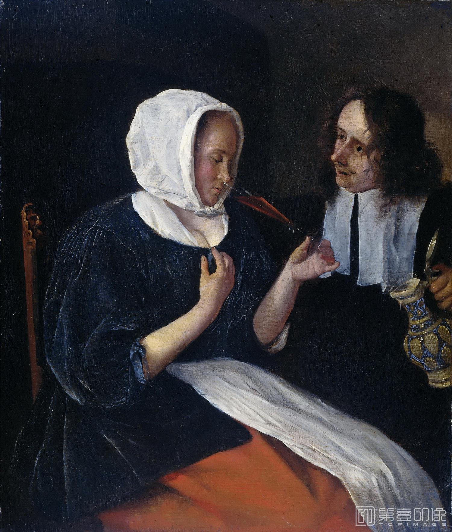 油画-荷兰阿姆斯特丹国家美术馆-Steen Jan Havicksz. Een drinkend paar 1660-1679
